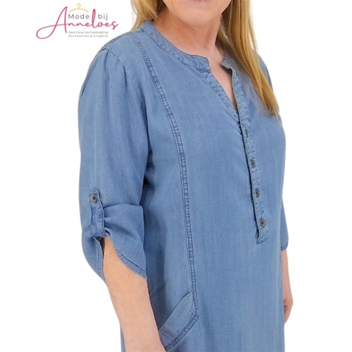 Enjoy Jurk 3/4 mouw tencel 93999 Blauw Enjoy Jurk 3/4 mouw tencel 93999 Blauw